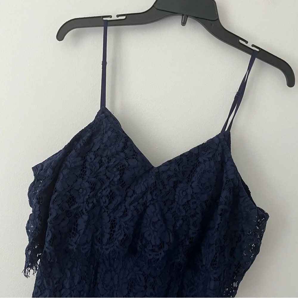 Lulus Caterina Navy Blue Floral Off The Shoulder Slit Maxi Dress Medium - Picture 3 of 14